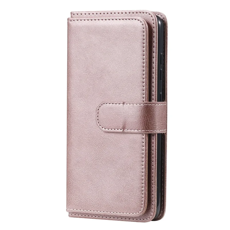 For Samsung Galaxy A52 4G / 5G / A52s 5G Leather Case with 10 Card Holder Phone Cover Stand - Pink