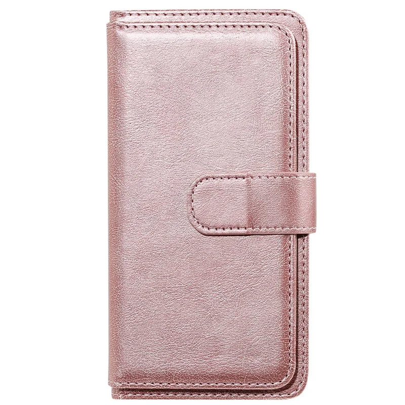 For Samsung Galaxy A52 4G / 5G / A52s 5G Leather Case with 10 Card Holder Phone Cover Stand - Pink