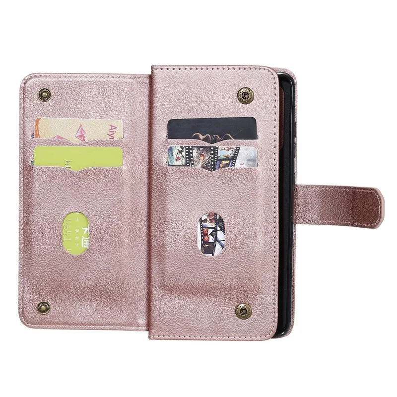 For Samsung Galaxy A52 4G / 5G / A52s 5G Leather Case with 10 Card Holder Phone Cover Stand - Pink
