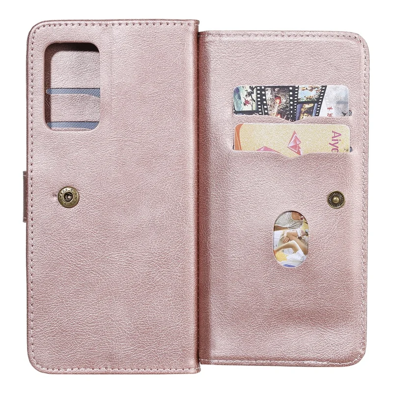 For Samsung Galaxy A52 4G / 5G / A52s 5G Leather Case with 10 Card Holder Phone Cover Stand - Pink