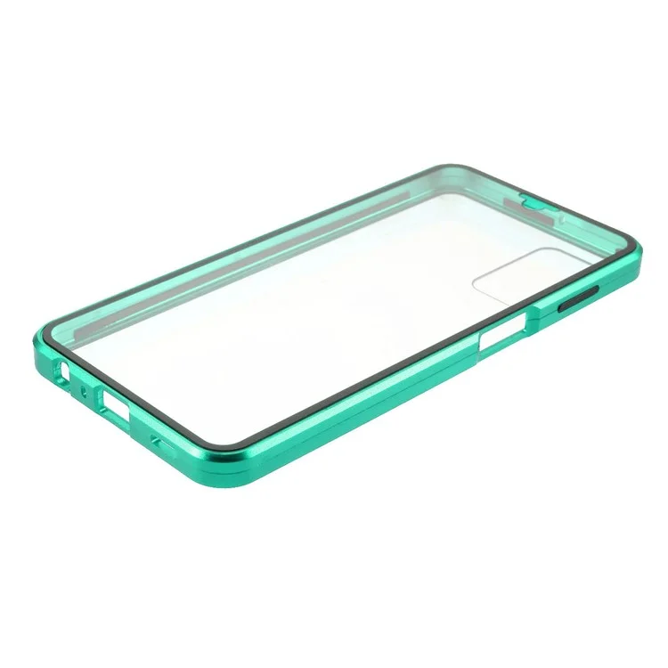 Magnetic Adsorption Metal Frame + Double-sided Ultra Clear Tempered Glass Phone Shell for Samsung Galaxy A32 5G/M32 5G - Green