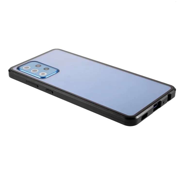 Magnetrahmen + beidseitig gehärtetes Glas Voll-Schutz-Handyhülle für Samsung Galaxy A72 4G / 5G - Schwarz