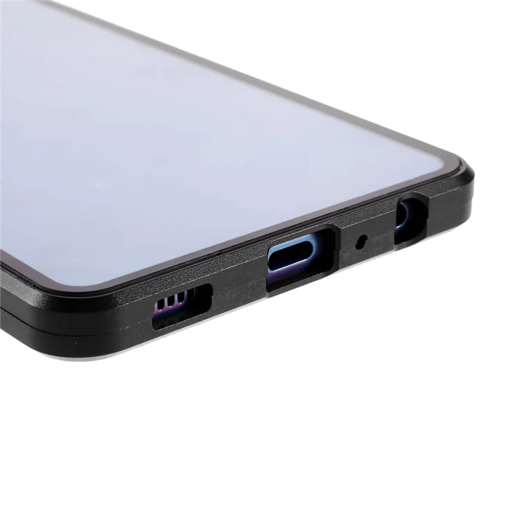 Magnetrahmen + beidseitig gehärtetes Glas Voll-Schutz-Handyhülle für Samsung Galaxy A72 4G / 5G - Schwarz
