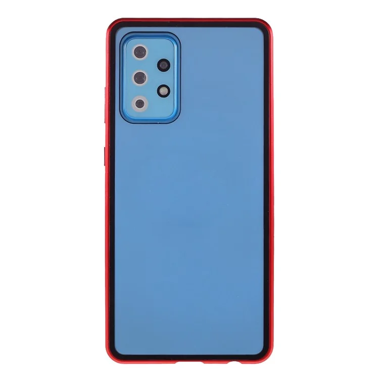 Frame De Metal De Adsorção Magnética + Vidro Temperado Duplo De Vidro De Proteção Completa Shell Para Samsung Galaxy A72 4G / 5G - Vermelho