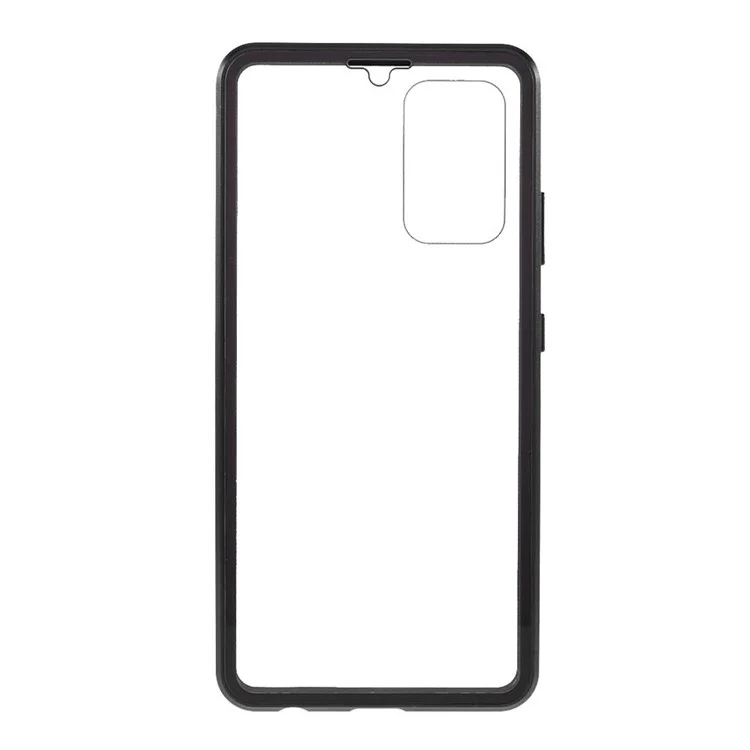 Copertura Completa Frame Metallico ad Adsorbimento Magnetico + Guscio di Telefono in Vetro a Doppia Faccia Trasparente Per Samsung Galaxy A32 4G (versione Ue) - Nero
