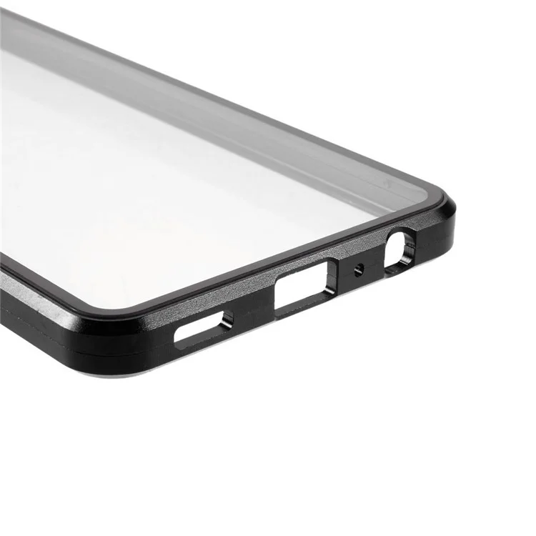 Copertura Completa Frame Metallico ad Adsorbimento Magnetico + Guscio di Telefono in Vetro a Doppia Faccia Trasparente Per Samsung Galaxy A32 4G (versione Ue) - Nero