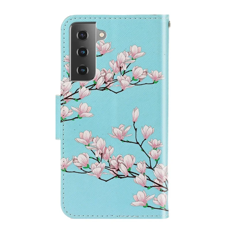 Colorful Pattern Printing PU Leather Wallet Stand Phone Cover Flip Case for Samsung Galaxy S21 FE - Flower