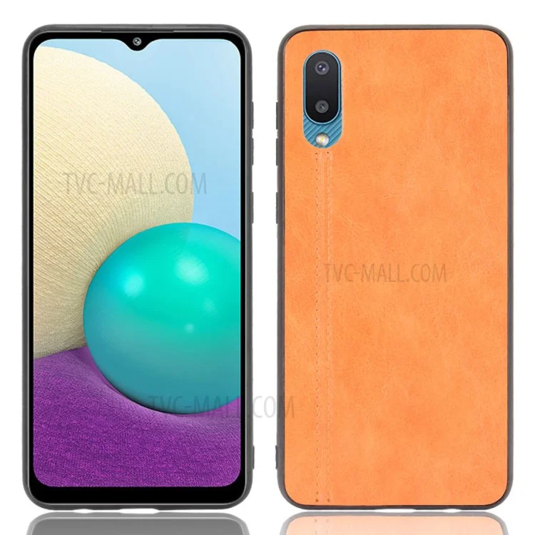 Чехол для Samsung Galaxy M02/A02 из ПУ-кожи с покрытием PC+TPU - желтый