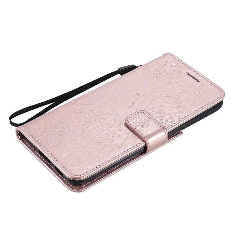 Impresión de KT Flower Series-2 Impresión de la Billetera de Cuero Butterfly Case Para Samsung Galaxy S21 Fe/s21 Fan Edition - Oro Rosa