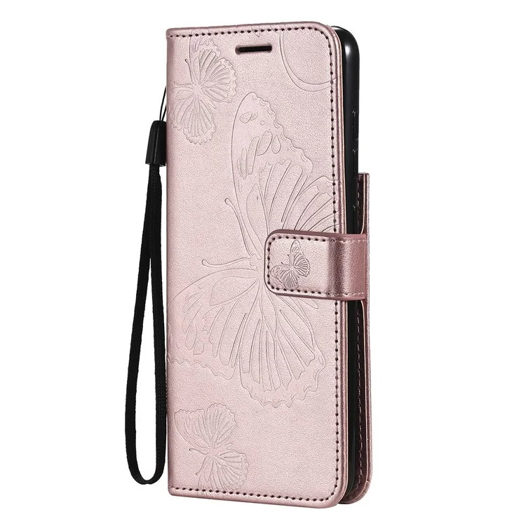 Impresión de KT Flower Series-2 Impresión de la Billetera de Cuero Butterfly Case Para Samsung Galaxy S21 Fe/s21 Fan Edition - Oro Rosa