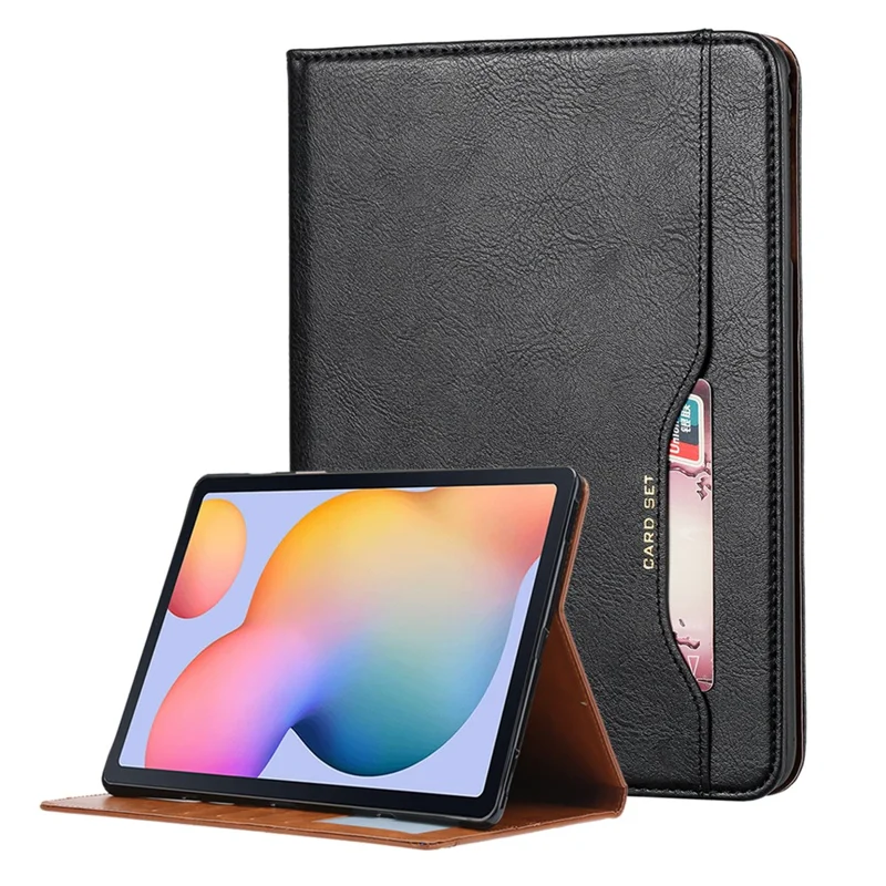 Auto-absorbed Wallet Stand Design PU Leather Tablet Cover Case for Samsung Galaxy Tab A7 Lite 8.7-inch (T220/T725) - Black
