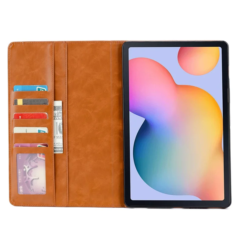 Auto-absorbed Wallet Stand Design PU Leather Tablet Cover Case for Samsung Galaxy Tab A7 Lite 8.7-inch (T220/T725) - Black