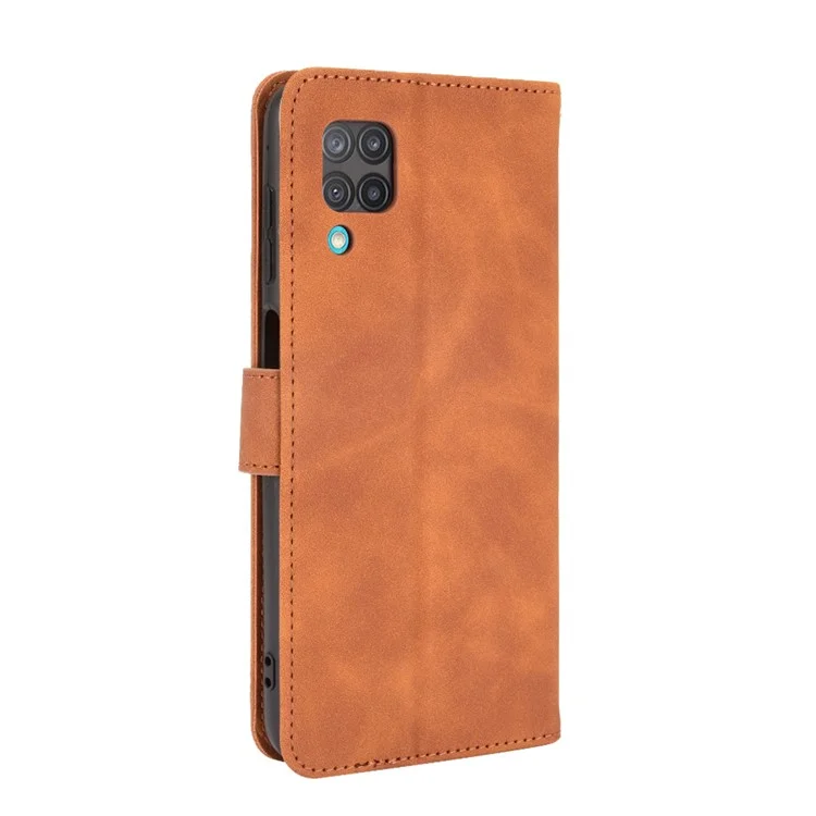 Silky Touch Leder Brieftasche Telefonabdeckung Hülle Für Samsung Galaxy M12/F12 - Braun