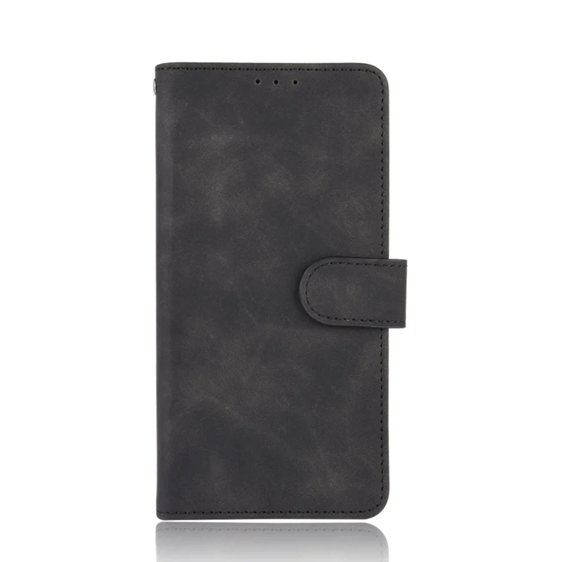 Silky Touch Leather Wallet Phone Cover Stand Case for Samsung Galaxy M12/F12 - Black