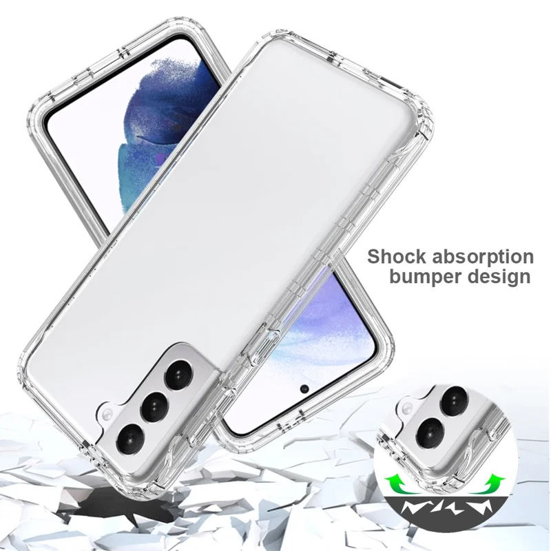 2-in-1 Gradient Color PC+TPU Hybrid Shell Case for Samsung Galaxy S21 5G/4G Cover - Transparent