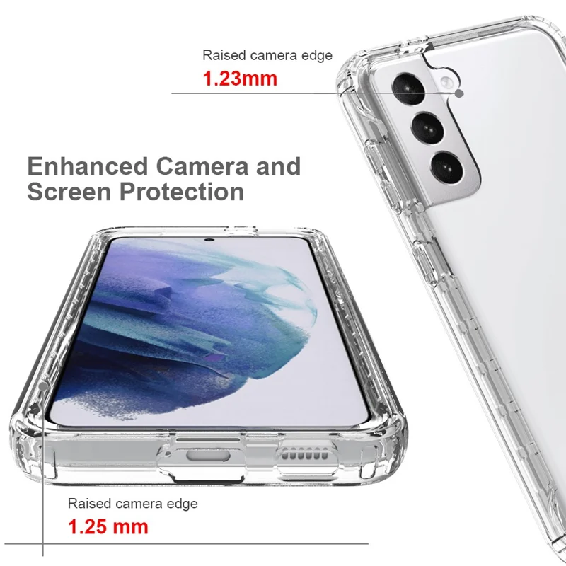 2-in-1 Gradient Color PC+TPU Hybrid Shell Case for Samsung Galaxy S21 5G/4G Cover - Transparent