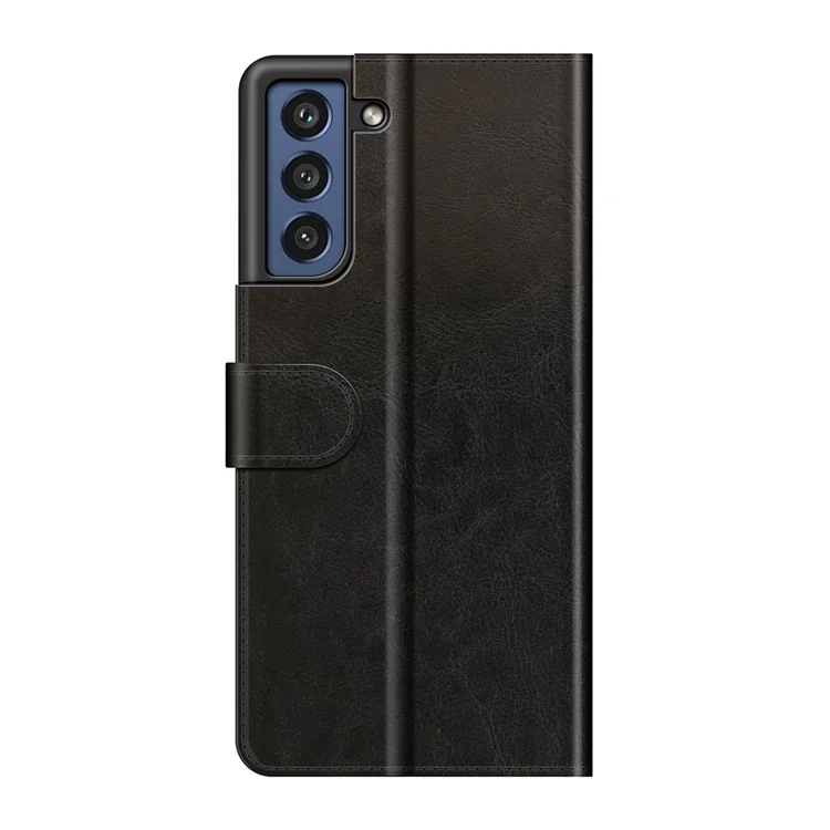 Crazy Horse Texture Leather Stand Case avec Portefeuille pour Samsung Galaxy S21 FE - Noir