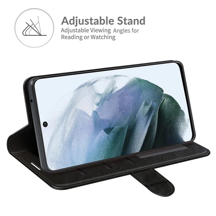 Crazy Horse Texture Leather Stand Case avec Portefeuille pour Samsung Galaxy S21 FE - Noir