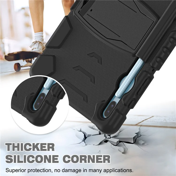 Funda protectora de PC resistente al impacto + Silicona suave para tablet para Samsung Galaxy Tab S6 SM-T860 (WiFi) / SM-T865 (LTE) / SM-T867 - Negro/Negro