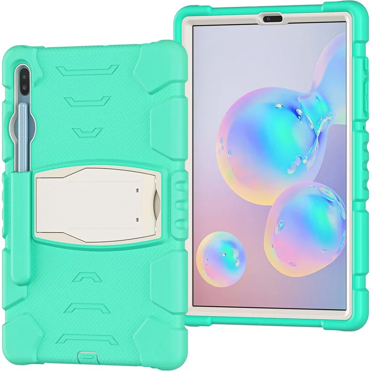 PC Resistente al Impacto + Cubierta de Tableta de Silicona Suave Con Papel de Patada Para Samsung Galaxy Tab S6 SM-T860 (Wi-Fi)/SM-T865 (LTE)/SM-T867 - Menta Verde