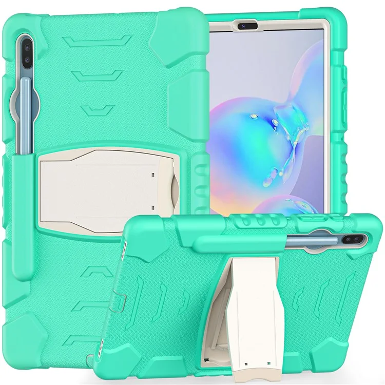 Impact Resistant PC + Soft Silicon Tablet Deckhülle Mit Kickstand Für Samsung Galaxy Tab S6 SM-T860 (Wi-Fi)/SM-T865 (LTE)/SM-T867 - Minzgrün