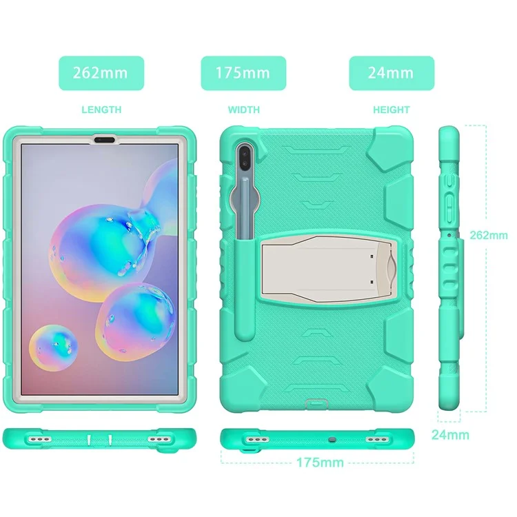 PC Résistant à L'impact + Couvercle de Tablette en Silicone Souple Avec Degs de Merde Pour Samsung Galaxy Tab S6 SM-T860 (wi-fi) / Sm-t865 (lte) / Sm-t867 - Menthe Verte