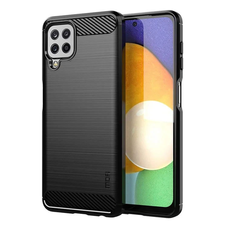 MOFI Brushed Carbon Fiber Design Flexible Well-Protected TPU Cover Case for Samsung Galaxy A22 4G (EU Version) - Black