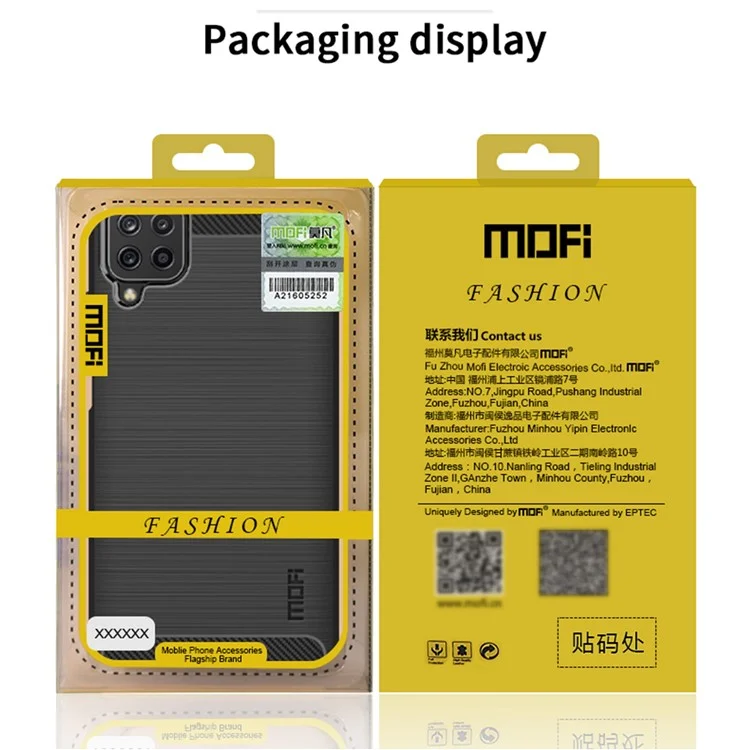 MOFI Brushed Carbon Fiber Design Flexible Well-Protected TPU Cover Case for Samsung Galaxy A22 4G (EU Version) - Black