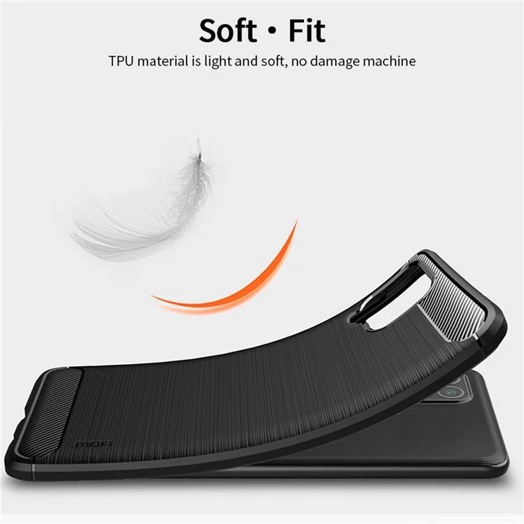 MOFI Brushed Carbon Fiber Design Flexible Well-Protected TPU Cover Case for Samsung Galaxy A22 4G (EU Version) - Black