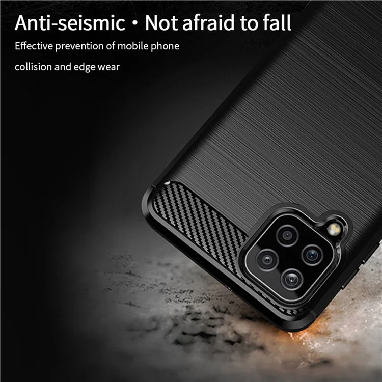 MOFI Brushed Carbon Fiber Design Flexible Well-Protected TPU Cover Case for Samsung Galaxy A22 4G (EU Version) - Black