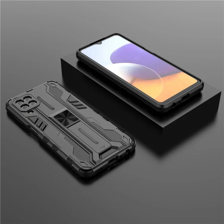 PC + TPU Caso De Telefone Híbrido Capa Protetora Resistente Ao Impacto Com Kickstand Para Samsung Galaxy A22 4G (versão Da UE) - Preto