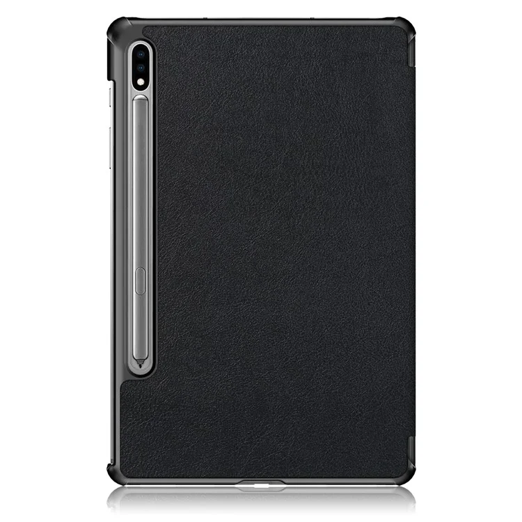 Diseño de Stand Tri-pliegue Pul PU PU Pule Pablet Protector Para Samsung Galaxy Tab S7 fe T736/Tab S7 Plus/Tab S8+ - Negro