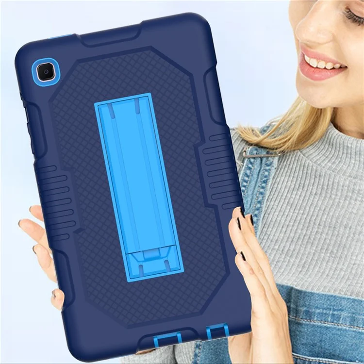 Contrast Color Tablet Case Для Samsung Galaxy Tab A7 Lite 8,7-дюймовый T225/T220 (2021), PC + TPU + Силиконовая Киктяная Крышка Киктя - Темно -синий/синий
