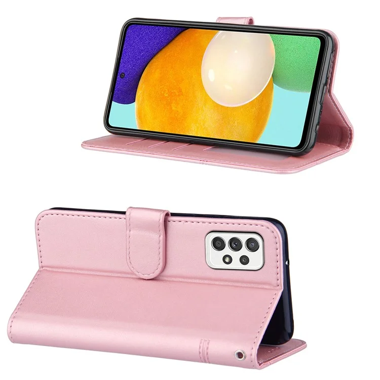 Custodia di Copertura Del Telefono in Pelle Con Giunzione Concisa Con Portafoglio e Cinghia Per Samsung Galaxy A52 4G/5G / A52s 5G - Rosa