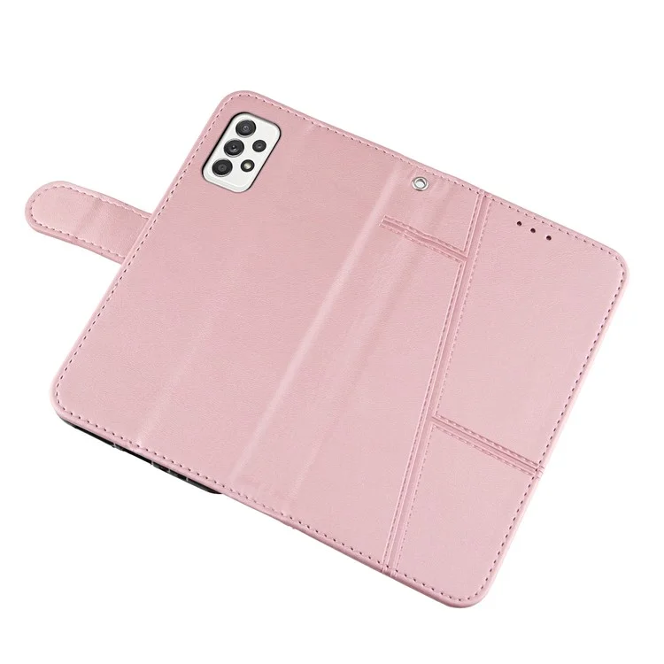 Custodia di Copertura Del Telefono in Pelle Con Giunzione Concisa Con Portafoglio e Cinghia Per Samsung Galaxy A52 4G/5G / A52s 5G - Rosa