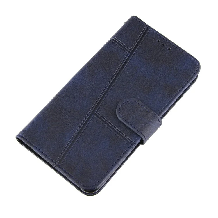 Prägnantes Spleißen Leder -telefonabdeckung Hülle Mit Brieftasche Und Riemen Für Samsung Galaxy A52 4G/5G / A52s 5g - Blau