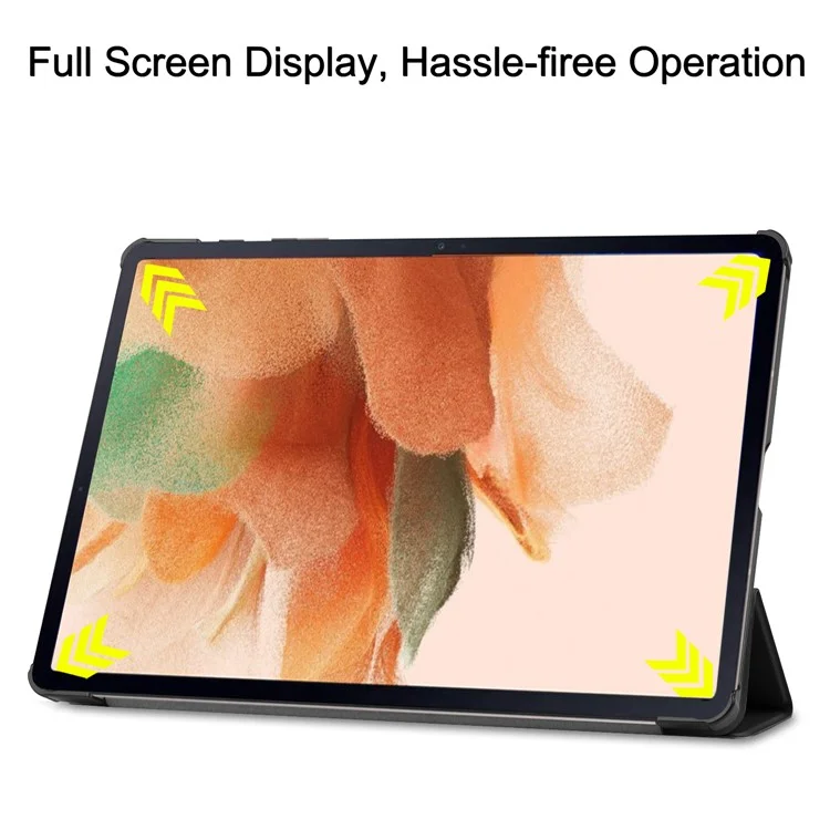 Custodia in Pelle con Supporto Pieghevole a Tre Ante per Samsung Galaxy Tab S7 FE SM-T730/SM-T736 - Nero