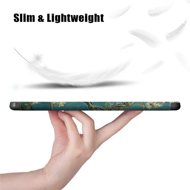 Musterdruck Tri-fold Stand Design TPU Leder Tablet Hülle Mit Stiftschlitz Für Samsung Galaxy Tab S7 fe T736/Tab S7 Plus/Tab S8+ - Blumen