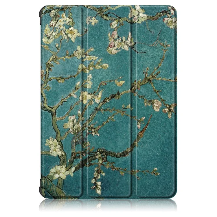 Pattern Printing Tri-fold Stand Design TPU Leather Tablet Case with Pen Slot for Samsung Galaxy Tab S7 FE T736 / Tab S7+ / Tab S8+ - Flowers