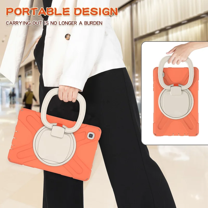 PC + Silicone Combo Hybrid Case with 360 Degree Rotary Kickstand for Samsung Galaxy Tab A7 Lite 8.7-inch - Living Coral