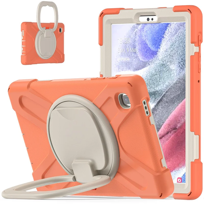 PC + Silicone Combo Hybrid Case with 360 Degree Rotary Kickstand for Samsung Galaxy Tab A7 Lite 8.7-inch - Living Coral