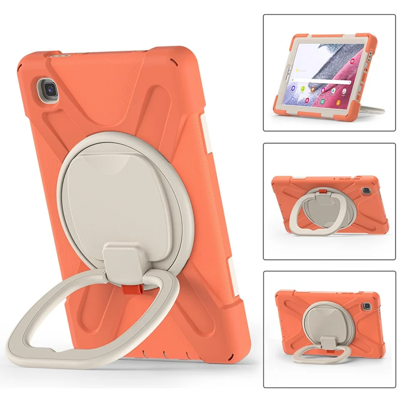 PC + Silicone Combo Hybrid Case with 360 Degree Rotary Kickstand for Samsung Galaxy Tab A7 Lite 8.7-inch - Living Coral