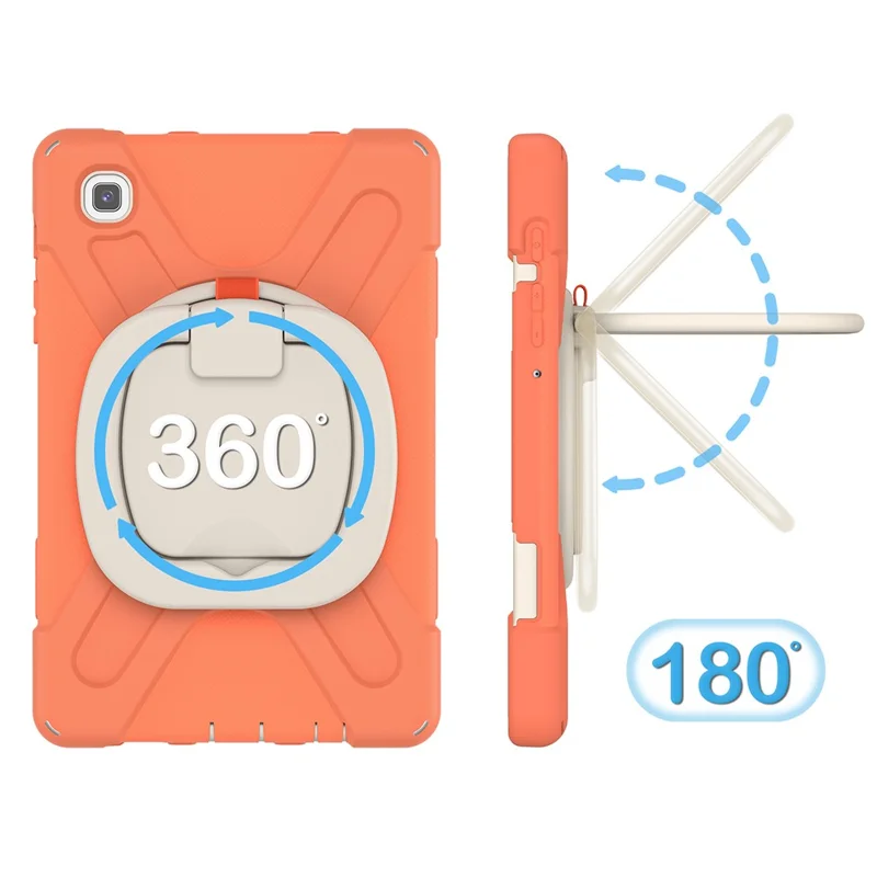 PC + Silicone Combo Hybrid Case with 360 Degree Rotary Kickstand for Samsung Galaxy Tab A7 Lite 8.7-inch - Living Coral