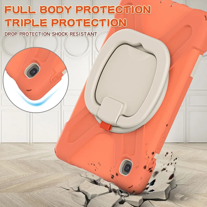 PC + Silicone Combo Hybrid Case with 360 Degree Rotary Kickstand for Samsung Galaxy Tab A7 Lite 8.7-inch - Living Coral