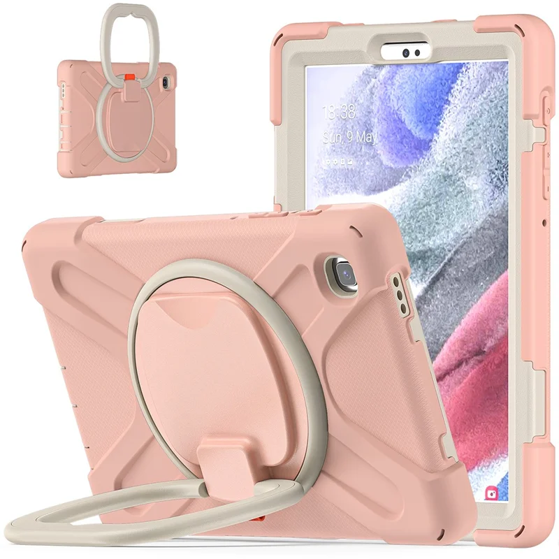 PC + Silicone Combo Hybrid Case with 360 Degree Rotary Kickstand for Samsung Galaxy Tab A7 Lite 8.7-inch - Rose Gold