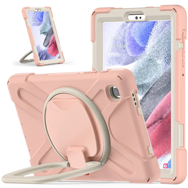 PC + Silicone Combo Hybrid Case with 360 Degree Rotary Kickstand for Samsung Galaxy Tab A7 Lite 8.7-inch - Rose Gold