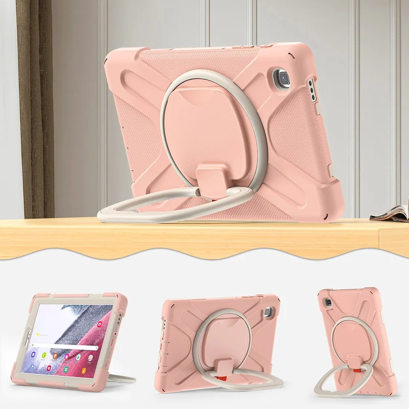 PC + Silicone Combo Hybrid Case with 360 Degree Rotary Kickstand for Samsung Galaxy Tab A7 Lite 8.7-inch - Rose Gold