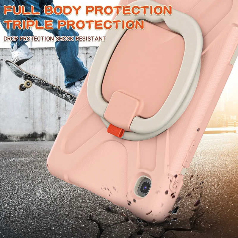 PC + Silicone Combo Hybrid Case with 360 Degree Rotary Kickstand for Samsung Galaxy Tab A7 Lite 8.7-inch - Rose Gold