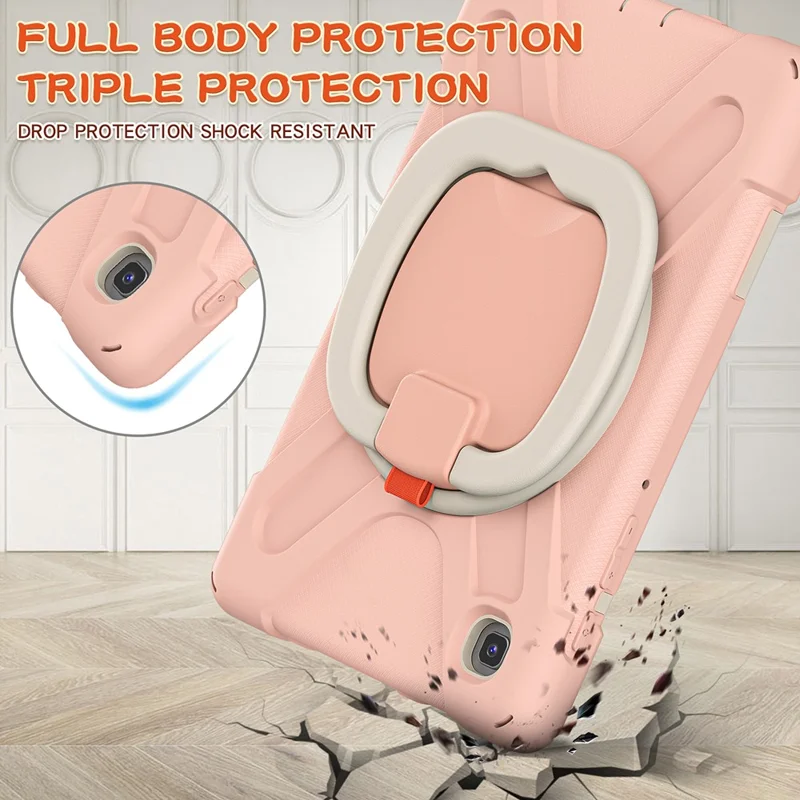 PC + Silicone Combo Hybrid Case with 360 Degree Rotary Kickstand for Samsung Galaxy Tab A7 Lite 8.7-inch - Rose Gold