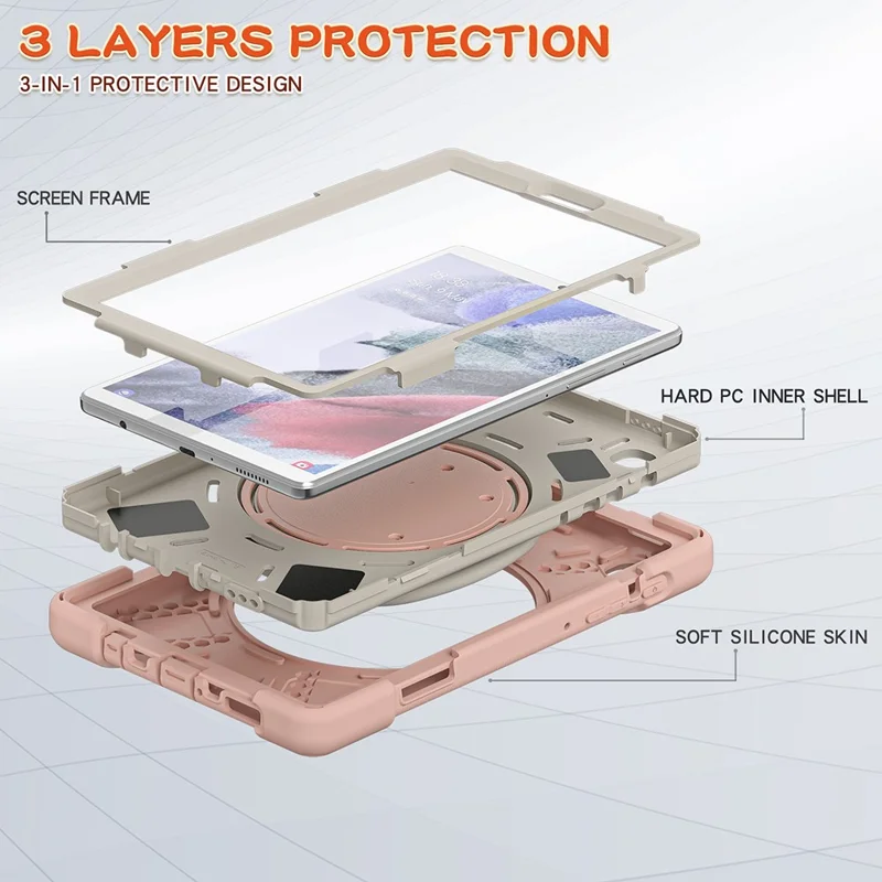 PC + Silicone Combo Hybrid Case with 360 Degree Rotary Kickstand for Samsung Galaxy Tab A7 Lite 8.7-inch - Rose Gold